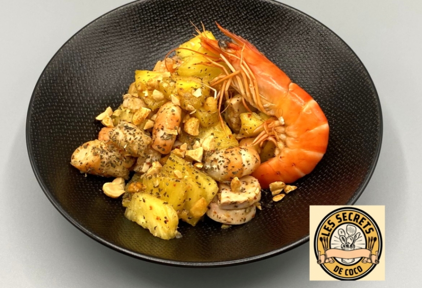 Crevettes à l'ananas et au poulet