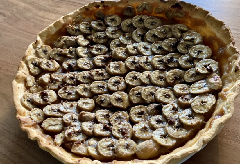 Tarte bananes et compote de pommes